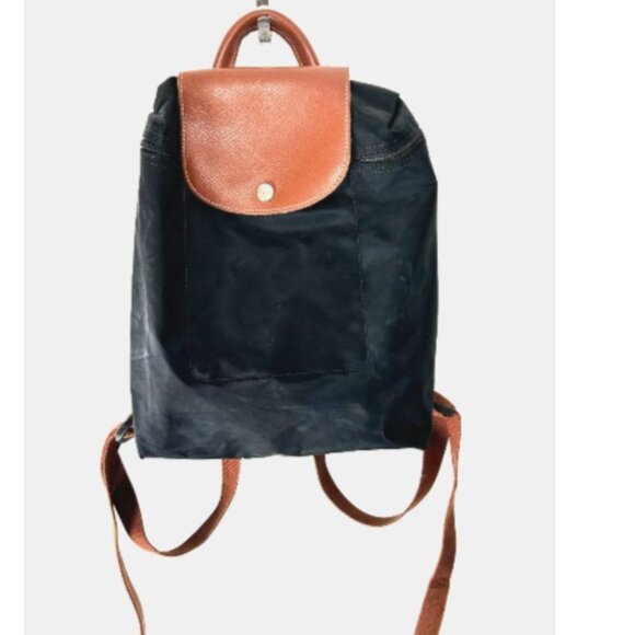 Longchamp Le Preage Black Brown Nylon Leather Backpack small capsule minimalist - Picture 16 of 16